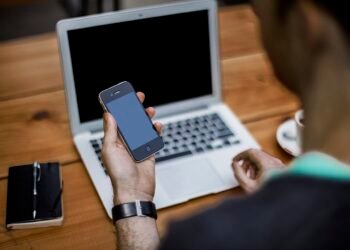 laptop smartphone desk technology