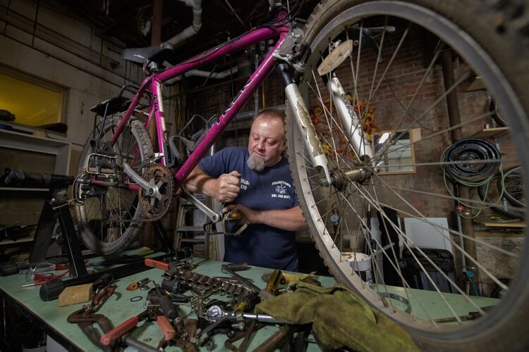 small shop entrepreneur working