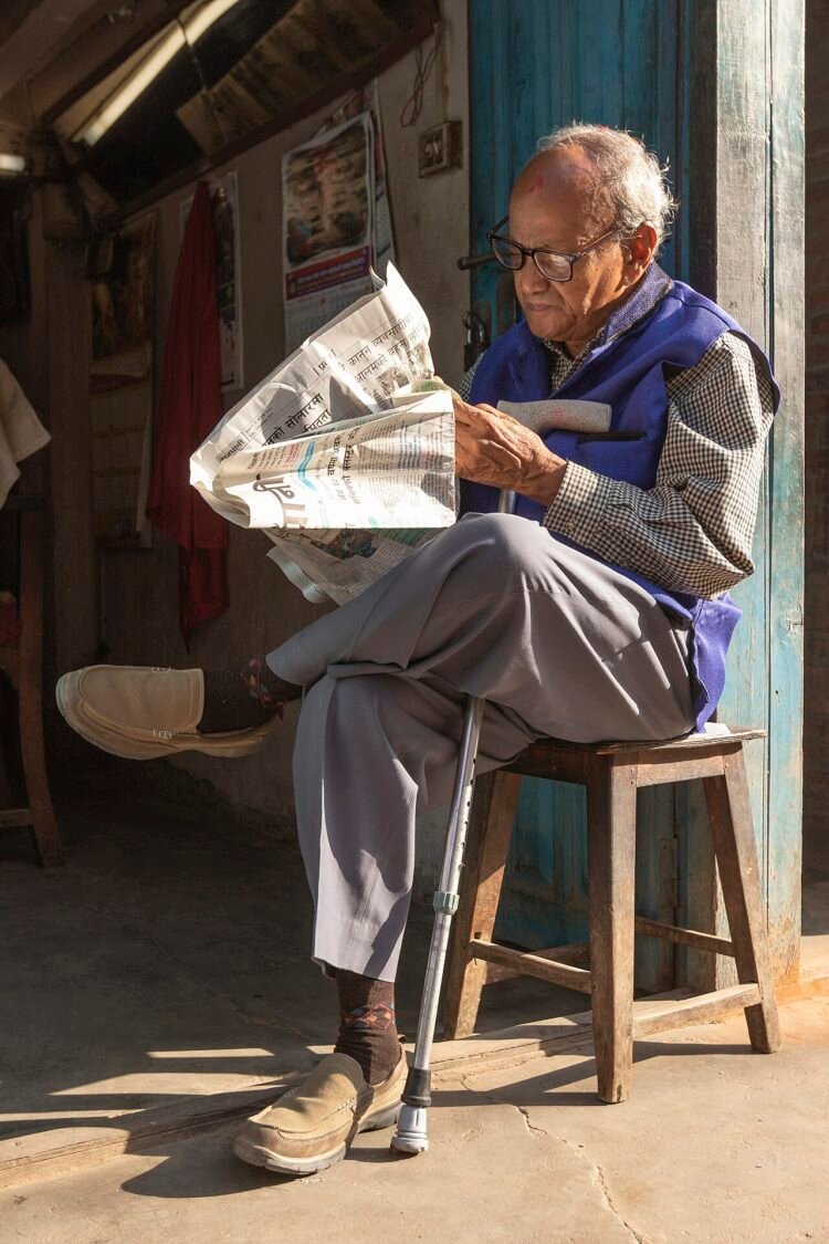 newspaper reading