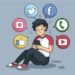 person using smartphone social media