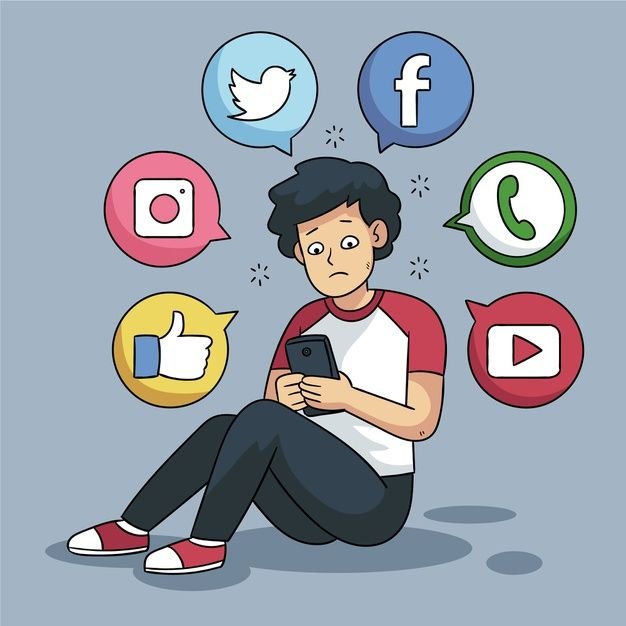 person using smartphone social media