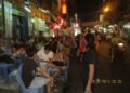 backpacker tourist city street